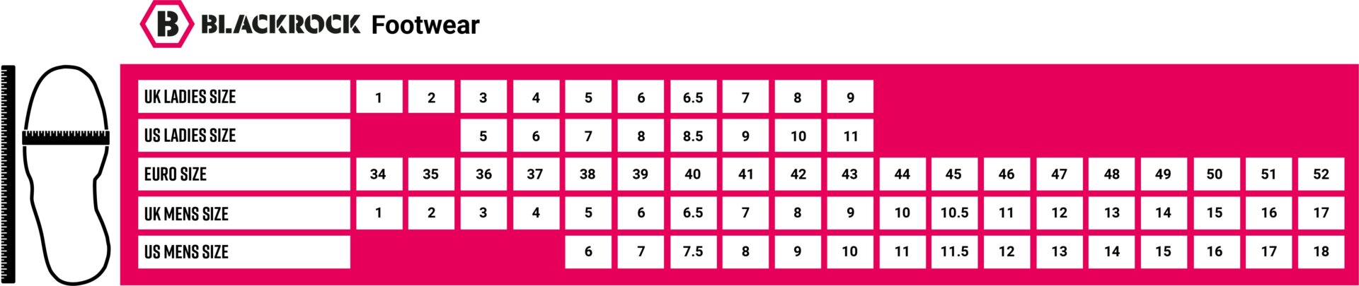 Product size guide chart
