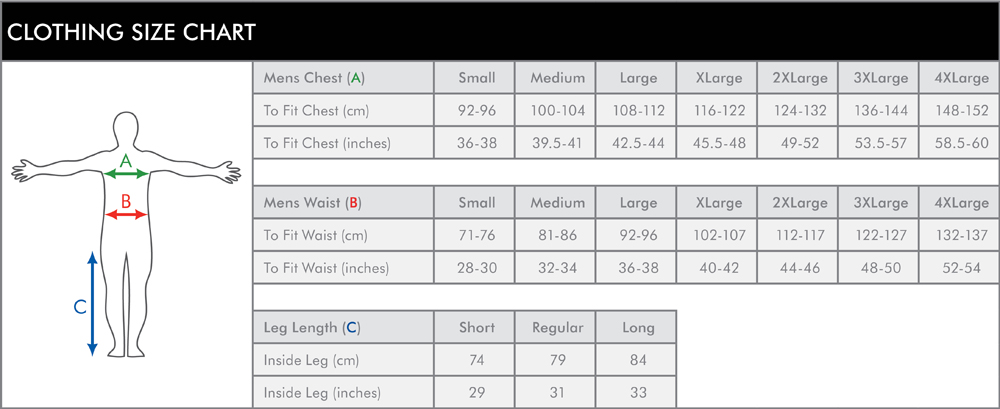 Product size guide chart